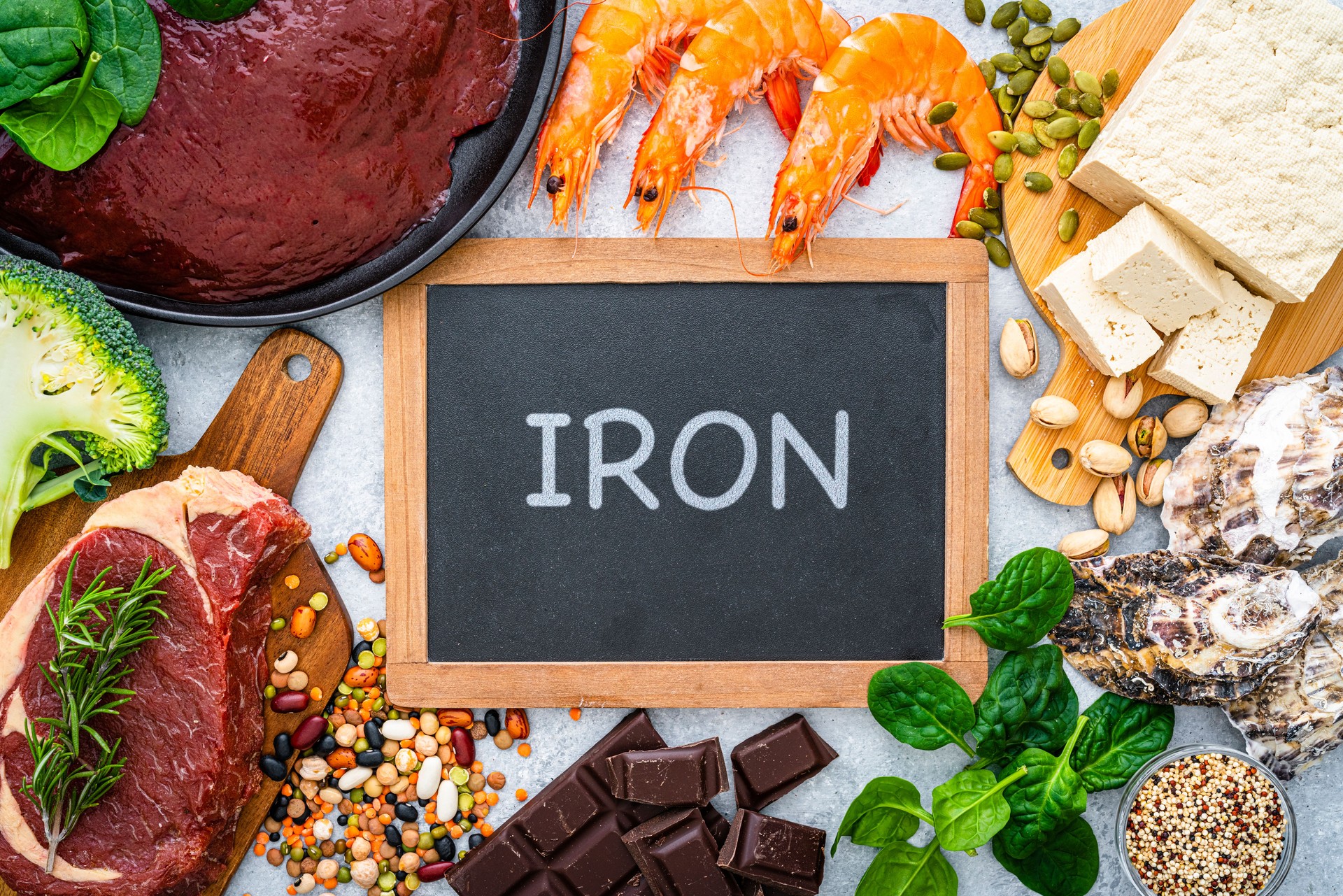 Healthy food with high iron content